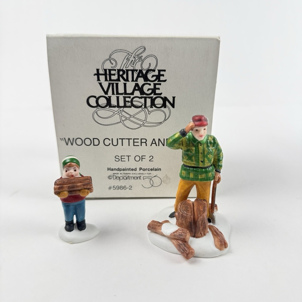 Department 56 Wood Cutter and Son 5986-2 Heritage Village Collection Set of 2